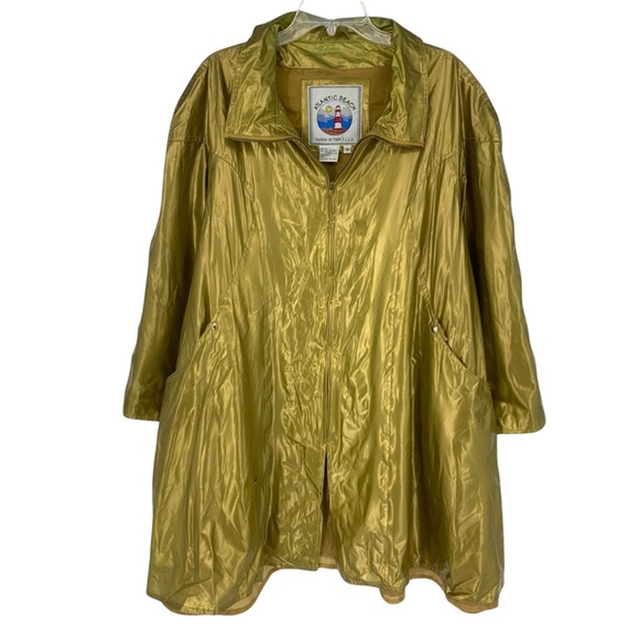 ATLANTIC BEACH Gold Metallic PVC Flare Raincoat - Picture 3 of 8